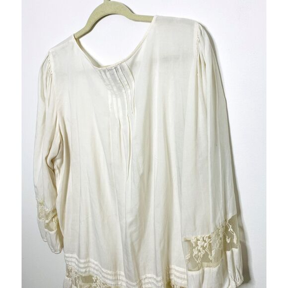 Nine West Boho Lace Blouse Lightweight Flowy Long Elastic Sleeve Top Sz L - Picture 4 of 9